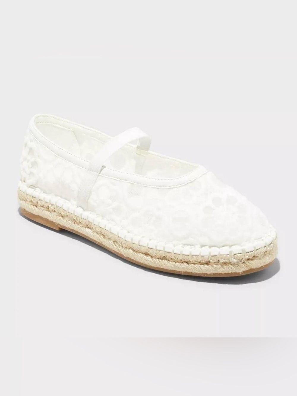 Universal Thread Celia Floral Lace Mary Jane Espadrille Flats White Size 11 NWT